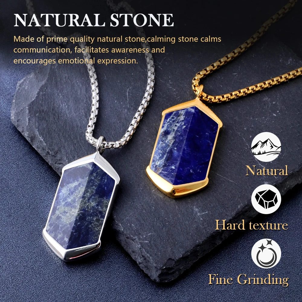 Hexagonal Agate Stone Necklace for Men