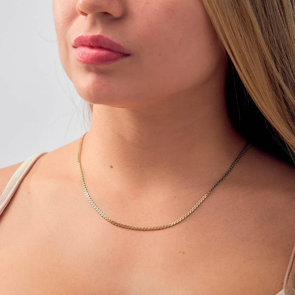 18K Gold Plated Spiral Chain Necklace in Stainless Steel