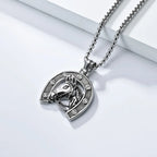 Steel Horseshoe Pendant Necklace with Zircon