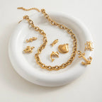 Chunky Gold Link Choker Necklace in Steel