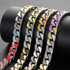 Stainless Steel Zircon Cuban Link Necklace with Enamel