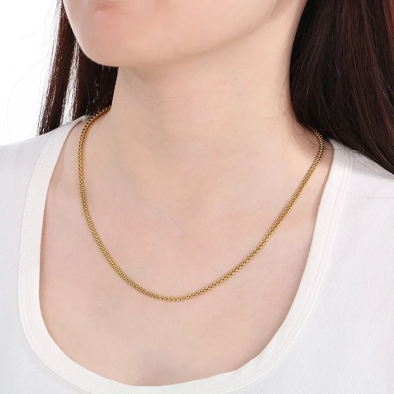 Steel Round Link Chain Necklace in Three Finishes