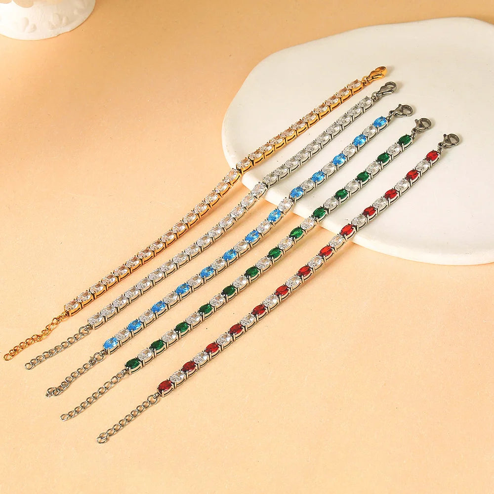 18K Gold Plated Oval Zircon Tennis Bracelet