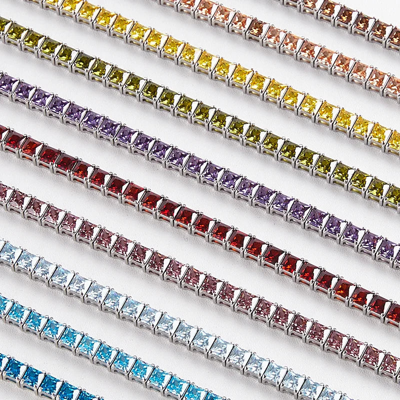 Steel Square Cut Zircon Tennis Bracelet