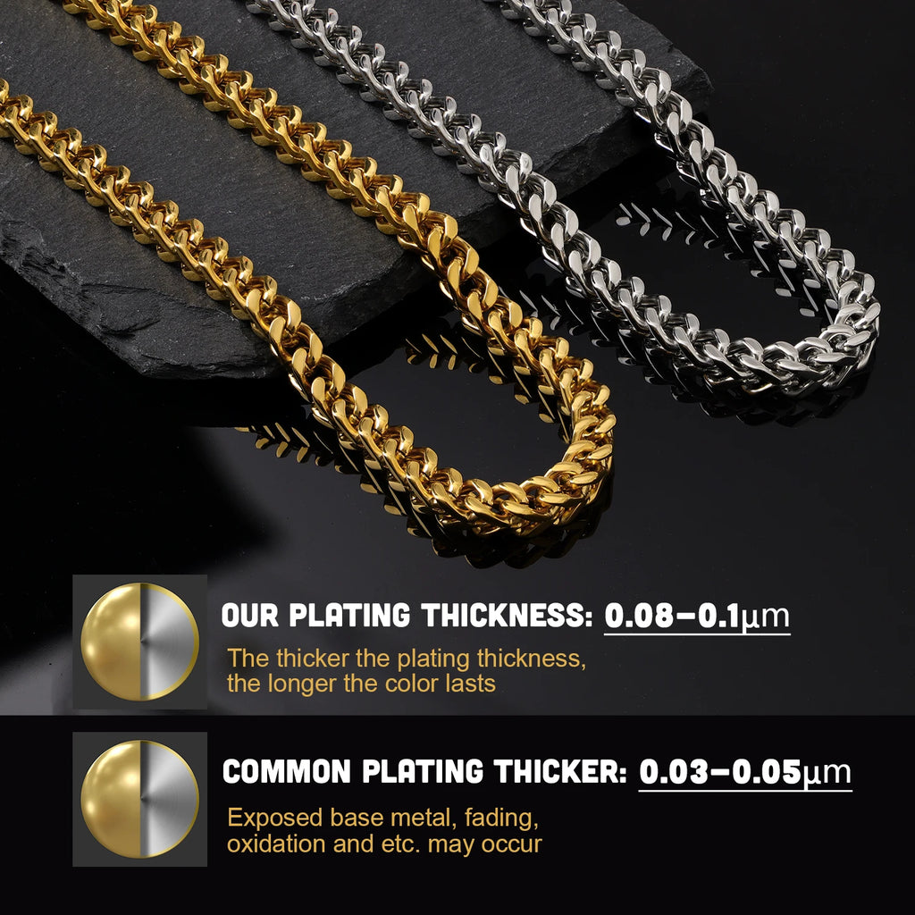 18K Gold Plated Franco Chain Necklace with Zircon Clasp