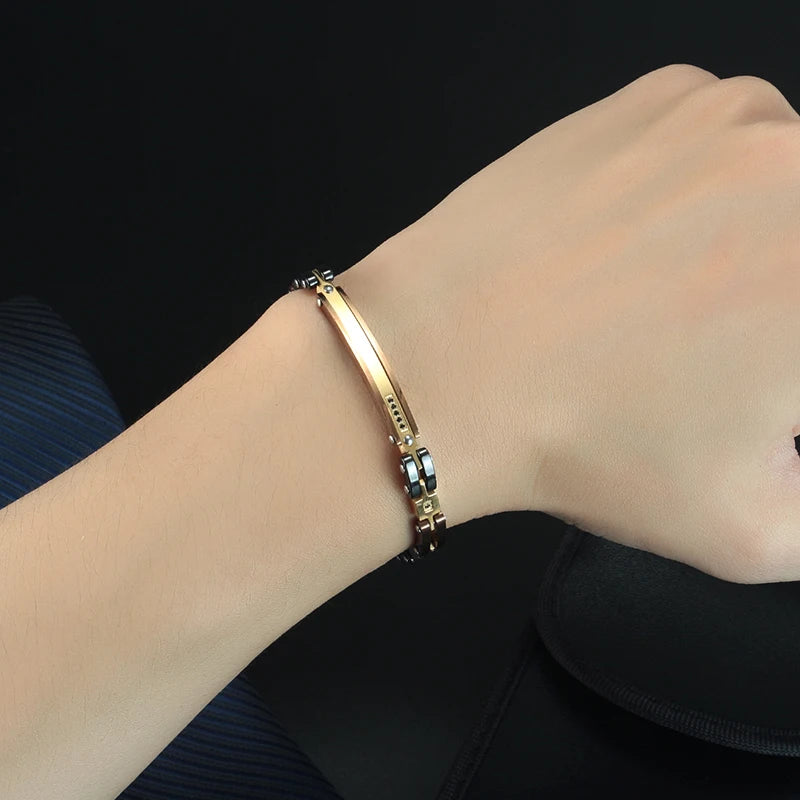 Steel and Ceramic Link Bracelet for Men