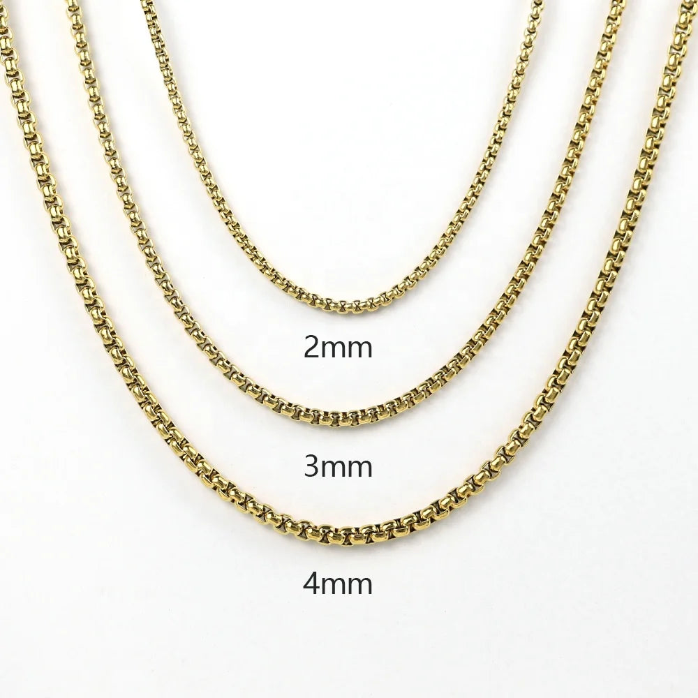 18K Gold Plated Round Box Chain Necklace