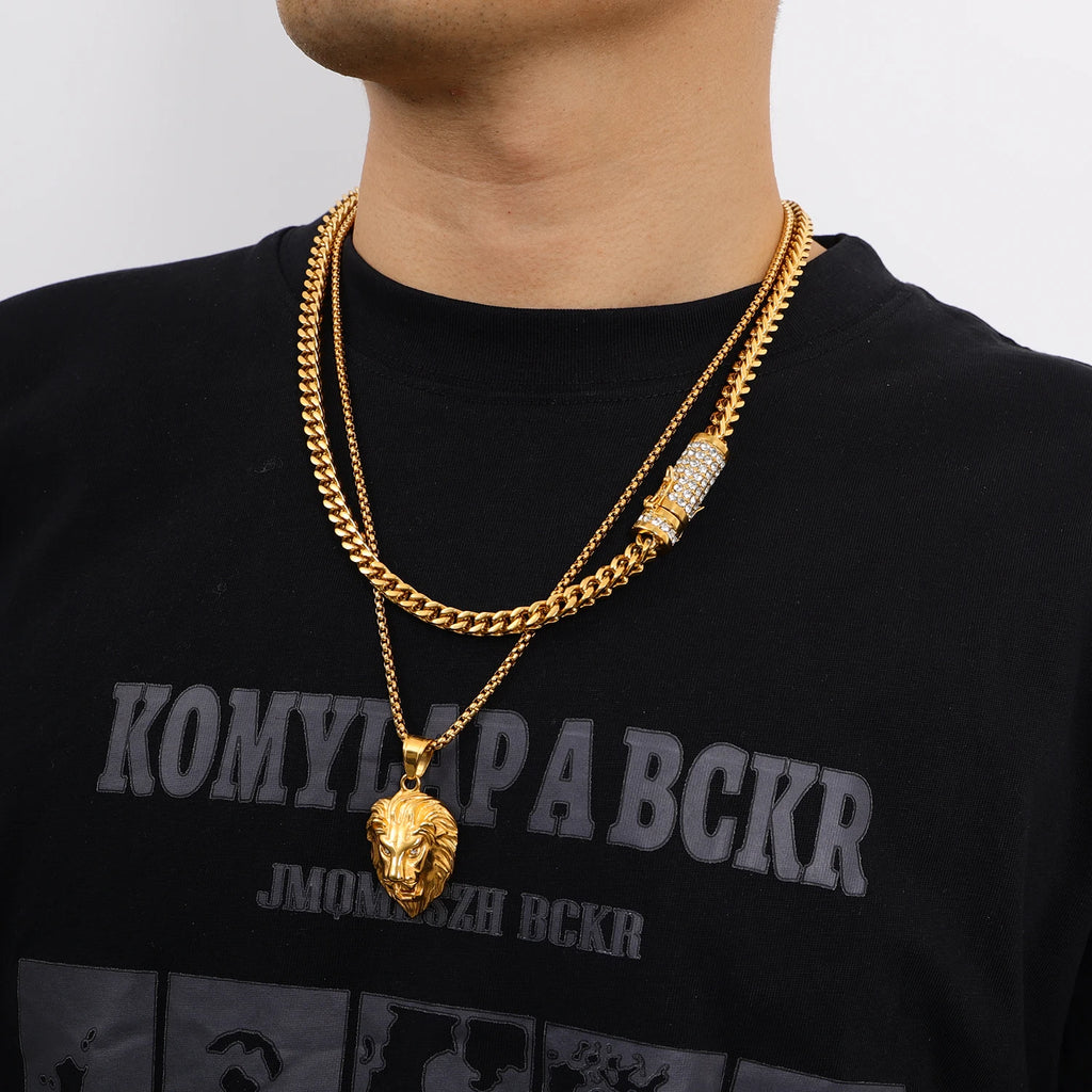 18K Gold Plated Franco Chain Necklace with Zircon Clasp