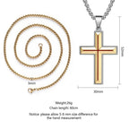 Two-Tone Cross Necklace with PVD Gold Finish