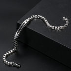 Stainless Steel Box Chain Bar Bracelet