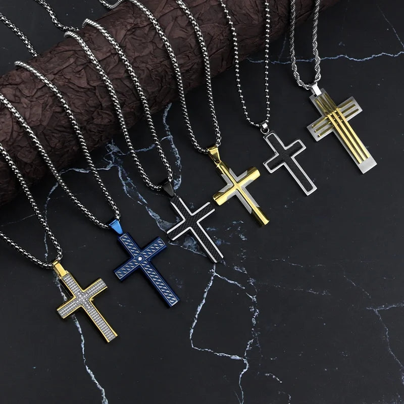 Minimalist Two-Tone Cross Pendant Necklace