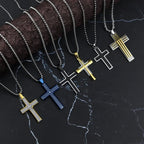 Minimalist Two-Tone Cross Pendant Necklace