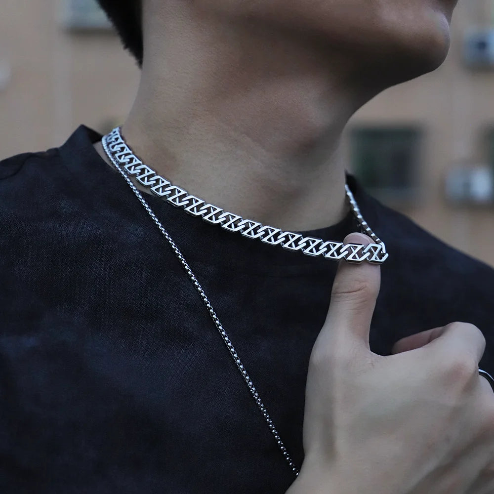 18K Gold Plated X-Link Chain Necklace in 10mm Steel