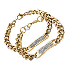 Steel ID Bracelet with Channel-Set Zircon