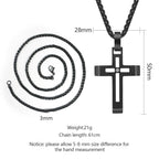 Black Steel Cut-Out Cross Pendant Necklace