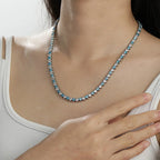 Steel Heart Zircon Tennis Necklace