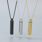 Steel Hollow Cylinder Pendant Necklace