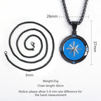 18K Gold Plated and Black Compass Pendant Necklace