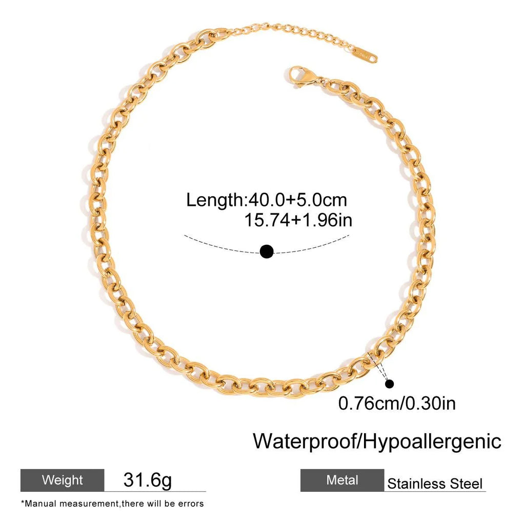 Chunky Gold Link Choker Necklace in Steel