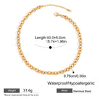 Chunky Gold Link Choker Necklace in Steel