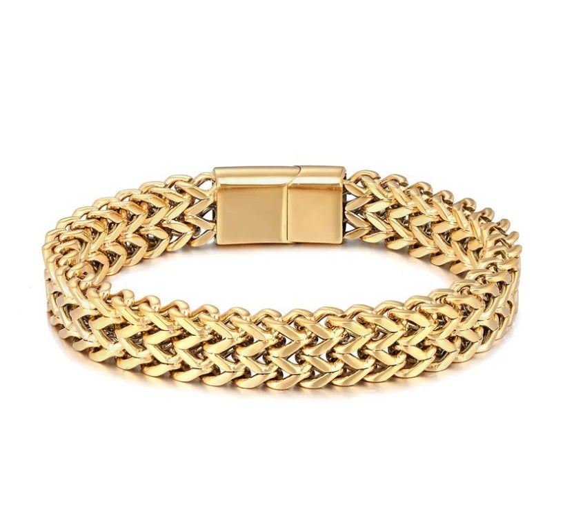 18K Gold Plated Double Row Cuban Link Bracelet