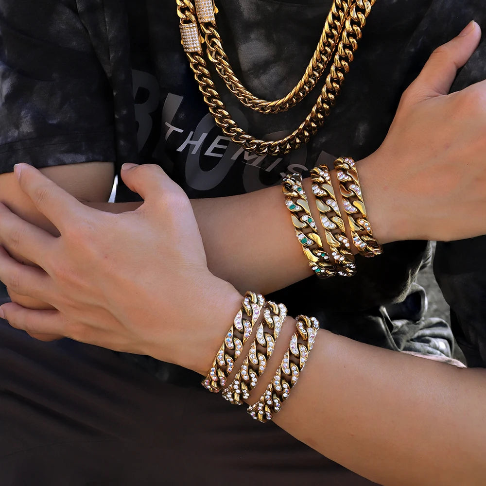 18K Gold Plated Pave Cuban Link Bracelet
