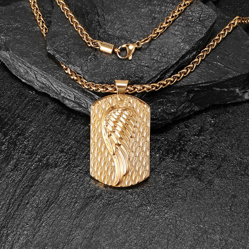 Gold Wing Pendant Necklace for Men