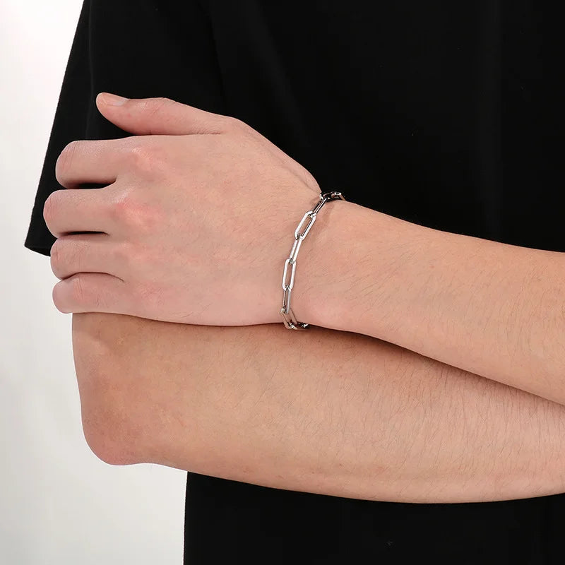 18K Gold Plated Titanium Paperclip Necklace and Bracelet Set