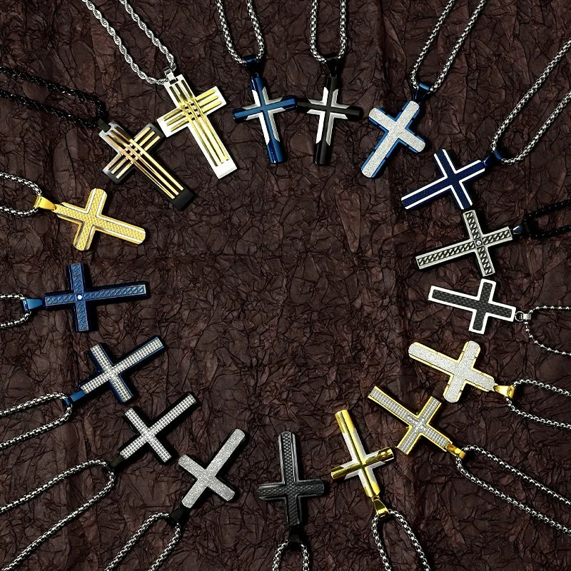 Minimalist Two-Tone Cross Pendant Necklace