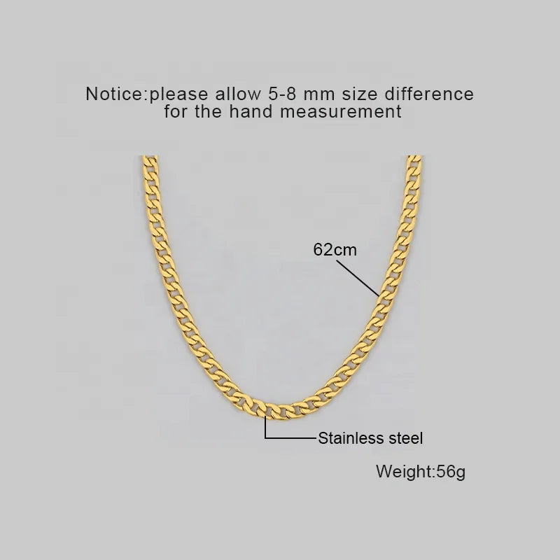 18K Gold PVD Cuban Necklace for Men