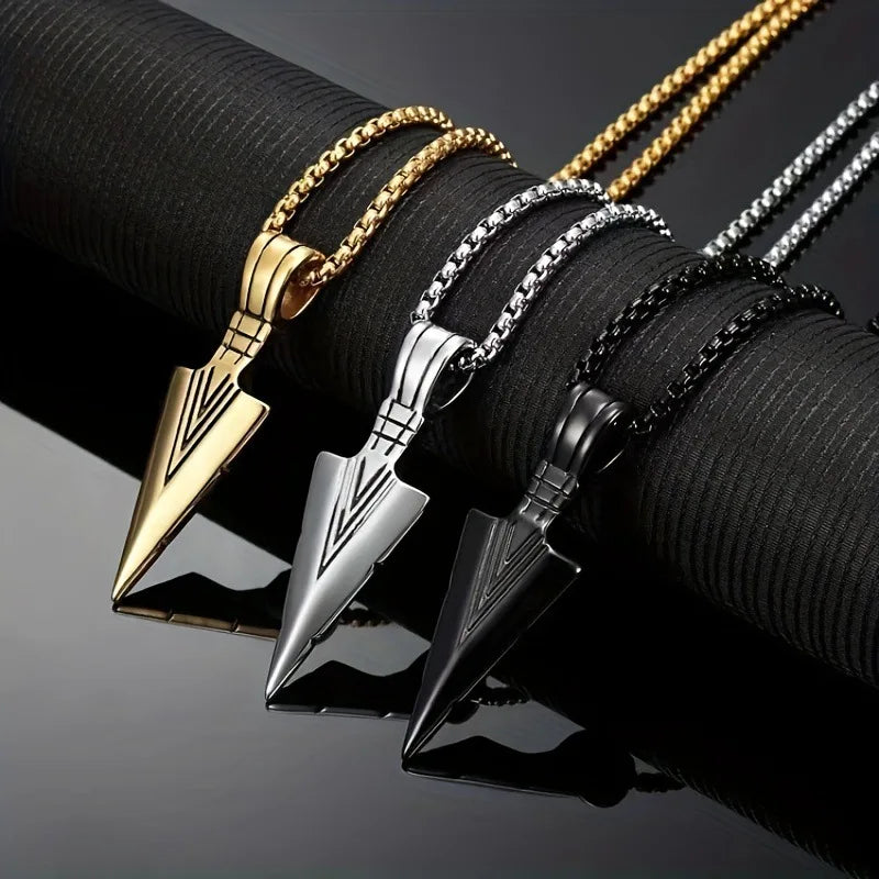 Steel Arrowhead Pendant Necklace