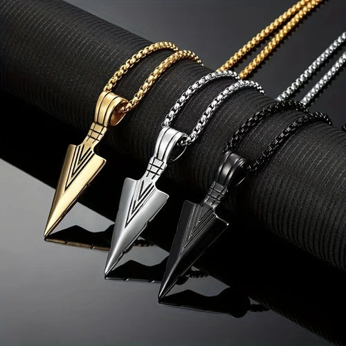 Steel Arrowhead Pendant Necklace