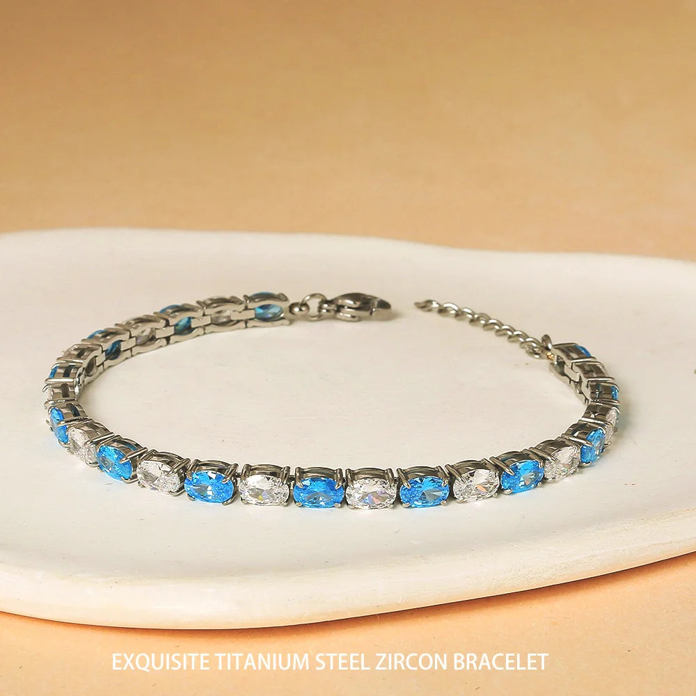 18K Gold Plated Oval Zircon Tennis Bracelet
