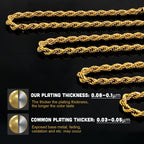 6mm Gold Rope Necklace with Zircon Clasp
