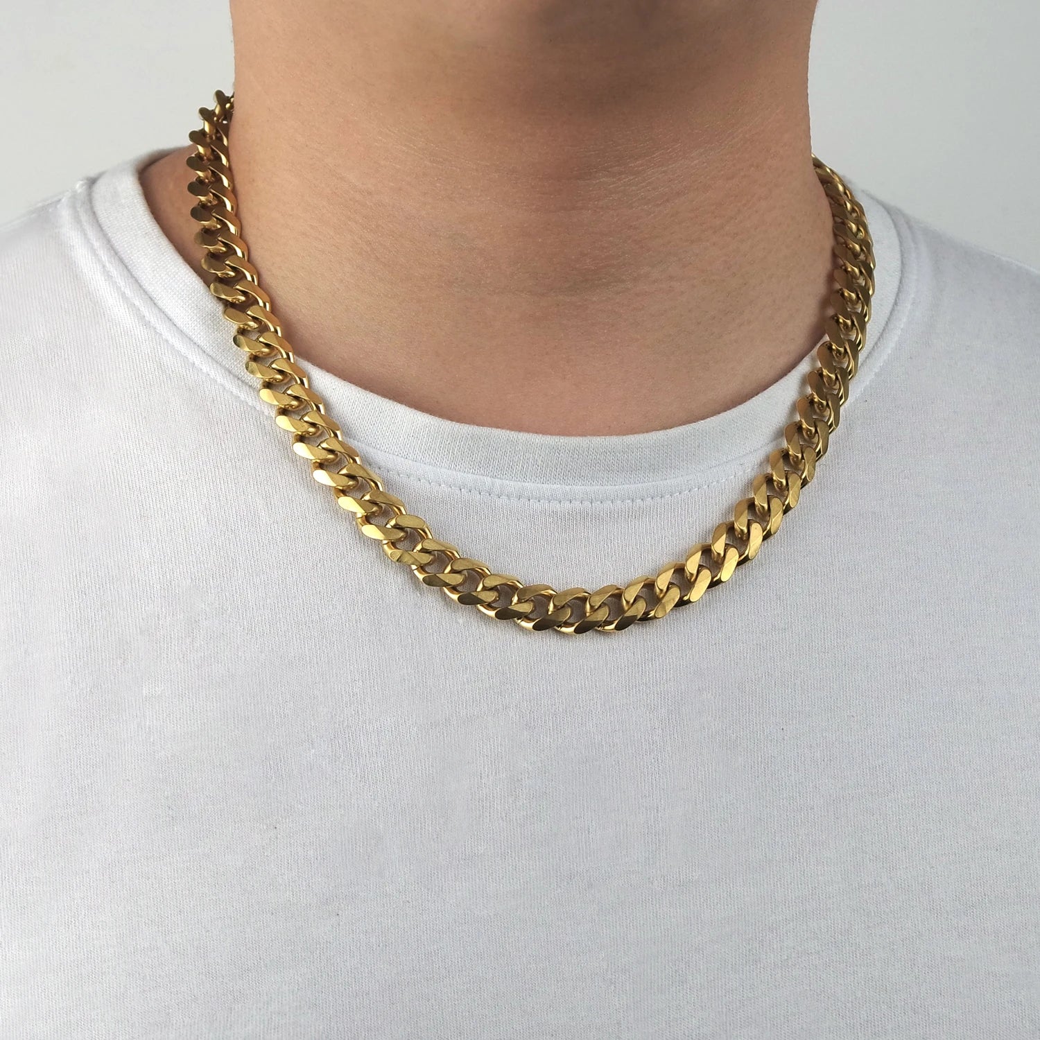 11.5mm Gold Cuban Link Choker Necklace