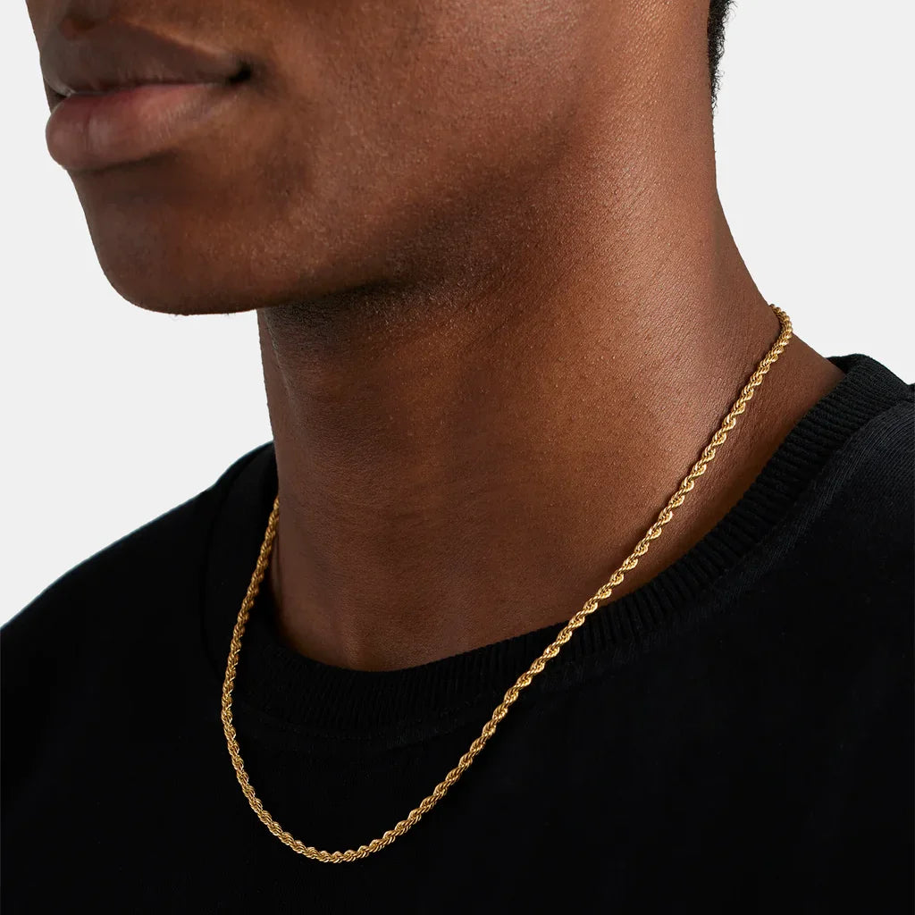 4.5mm 18K Gold Plated Rope Chain Necklace
