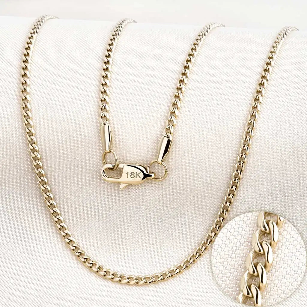 18K Gold Plated Cuban Link Chain Necklace in Five Widths