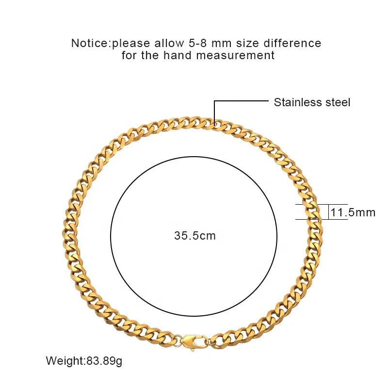11.5mm Gold Cuban Link Choker Necklace