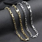 Rectangle Link Chain Necklace in Steel and Gold