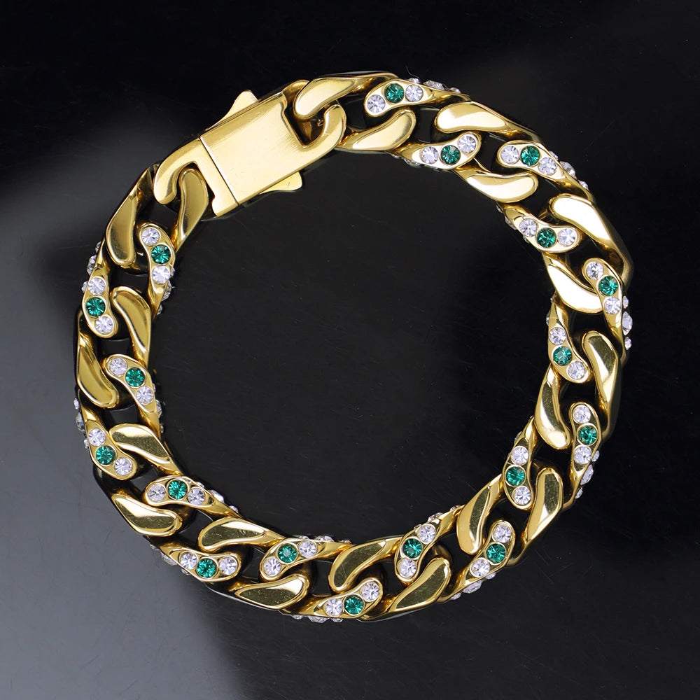 18K Gold Plated Pave Cuban Link Bracelet