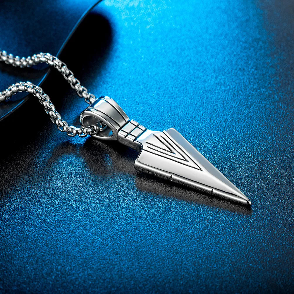 Steel Arrowhead Pendant Necklace
