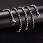 Pure Titanium Box Chain Necklace in Polished Silver