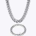 Polished Cuban Link Necklace and Bracelet Set