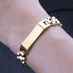 18K Gold Plated ID Bracelet with Watchband Links