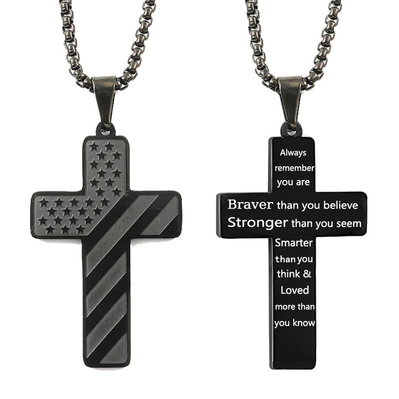 Flag Pattern Cross Pendant Necklace view 7