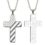 Flag Pattern Cross Pendant Necklace view 4