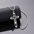 Hollow Double Cross Pendant Necklace view 5