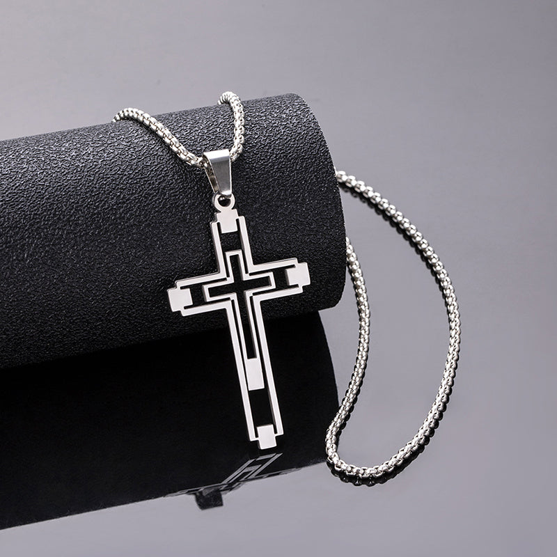 Hollow Double Cross Pendant Necklace view 5