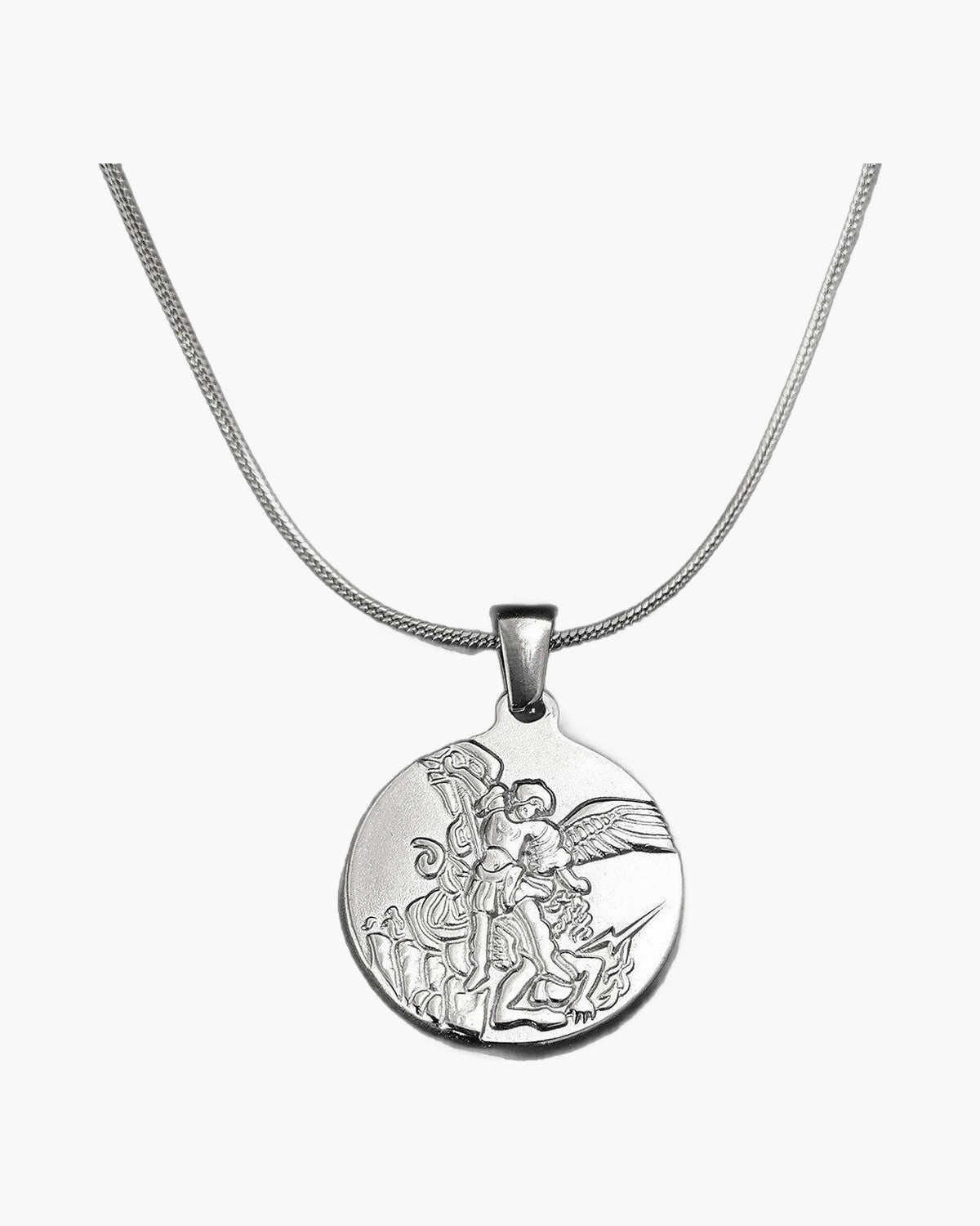 Archangel Medallion Snake Chain Necklace view 2