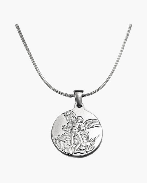 Archangel Medallion Snake Chain Necklace view 2